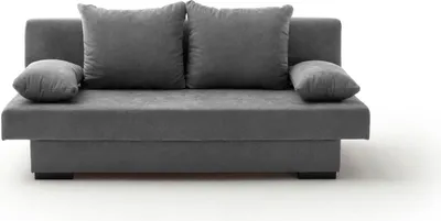 Produktbild von Schlafsofa - Grau - Webstoff - mit Gästebettfunktion und Bettkasten - mit Kissen