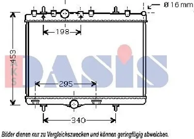Produktbild von AKS DASIS 060051N Kühler Wasserkühler Motorkühler passend für PEUGEOT 207 (WA, WC) 207 CC (WD) 208 I Schrägheck (CA, CC) 307 SW (3H) 308 SW I (4E, 4H)