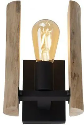 Obrázek produktu pro Nástěnné svítidlo, dřevěná lampa, černá, 1 plamen, V 25 cm