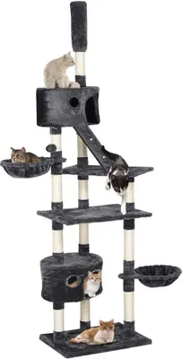 Produktbild von Yaheetech Kratzbäume Kratzbaum XXL Deckenhohe  Katzenkratzbaum Höhenverstellbar 227,5-254,5 cm  Grau