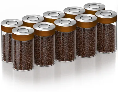 Productafbeelding van Arendo voorraadpotten, set van 10, elk 1000 ml, gemaakt van borosilicaatglas met een luchtdichte vacuüm-klikdeksel. RVS-deksel met siliconenafdichting. Voorraadcontainers, 10 stuks, transparant