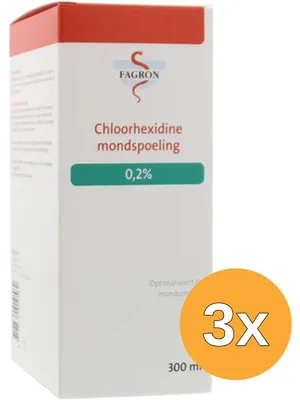 Produktbild von 3 Flaschen Fagron Chlorhexidin Mundspülung 0,2% (je 300 ml)