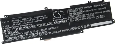 Produktbild von vhbw Akku Ersatz für HP HSTNN-DB8G, DG06XL, DG06099XL-PL, DG06099XL, 925197-271, 925149-855 für Notebook (8100 mAh, 11,55 V, Li-Polymer)