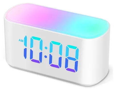 Digitale Wekker mit Nachtlampe, 9 RGB-Farben, LED-Display, Dimmer