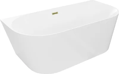 Produktbild von Mexen Oval Slim freistehende wandnahe Badewanne 170 x 80 cm, weiß, Überlauf gold - 52661708000-50