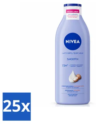 Imagen del producto de 25 unidades de crema corporal Nivea Smooth, con manteca de karité, para piel seca - 400 ml - Paquete económico