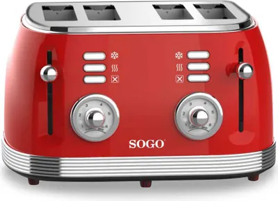 Produktbild von SOGO #####4-Scheiben-Toaster Spia luminosa Funzione toast Rosso