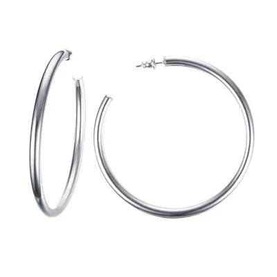 Produktbild von Creolen Ohrringe groß: Ohrstecker aus Edelstahl Silber