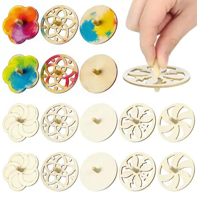Immagine prodotto di Set per creare girandole in legno, 20 pezzi, legno naturale da dipingere, ideale per bambini