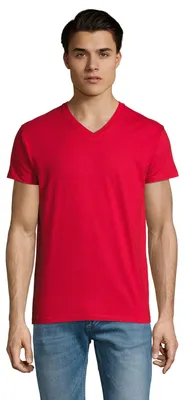 Image de SOLS - T-shirt « Imperial » à col en V pour homme LT1795 (L) (rouge)