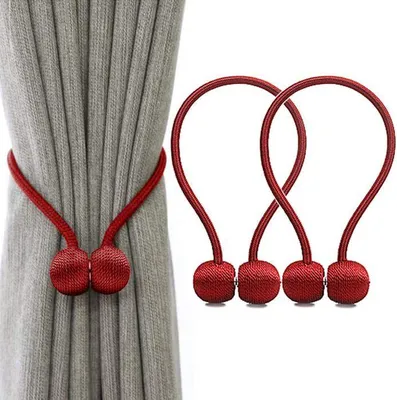 Produktbild von Gardinenhalter Magnetische Gardinenhalter Magnetische Flechtschlaufe für Gardinen (rot)