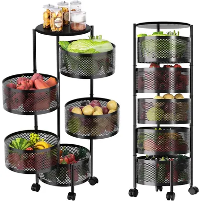 Productafbeelding van Avilia rollende keukentrolley met 5 ruime manden, compacte serveertrolley