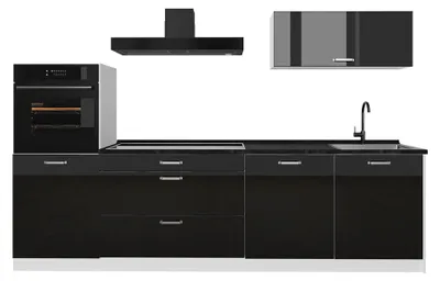 Imagen del producto de Mueble de cocina Vicco R-Line Negro brillo intenso/Blanco 280 cm encimera Antracita, Model 66501