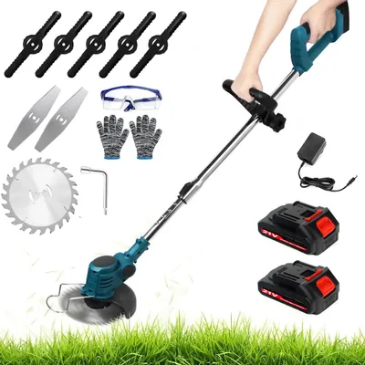 Produktbild von Akku-Rasentrimmer, Freischneider, Motorsense, mit 2x 21V 2,0Ah Akku, Ladegerät, Teleskop-Stiel & Zusatzhandgriff