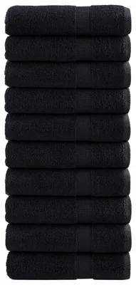 Image de vidaXL Serviettes de bain SOLUND Premium, lot de 10, noir, 100 x 150 cm, 600 g/m²