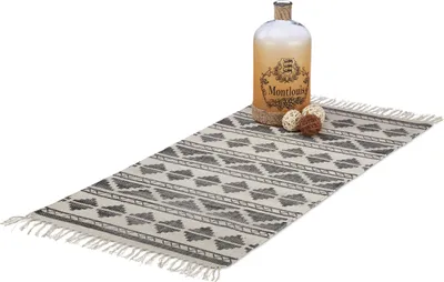 Obrázek produktu pro Koberec Relaxdays se vzorem do chodby, předsíně nebo obývacího pokoje, měkký koberec s krátkým vlasem, rozměry 70 x 140 cm, černý