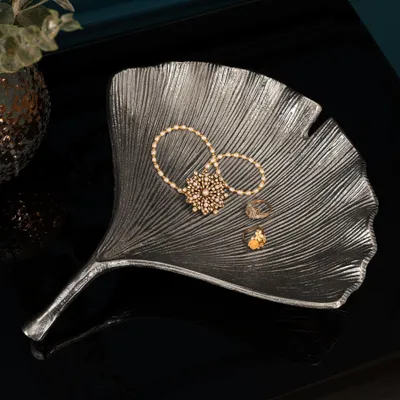 Produktbild von riess-ambiente Dekorative Schale GINKGO 33cm silber Metall Dekoschale Dekogefäß