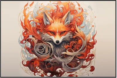 Produktbild von Wallario Wandbild Flammenfuchs, Größe: 61 x 91,50 cm, Poster mit schwarzem Aluminiumrahmen