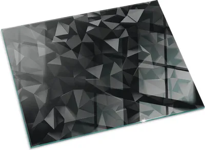 Produktbild von Dreidimensionale Geometrie – Glasbodenplatte für – Kaminofen – Kaminplatte Glas – Schutzglas – Funkenschutzplatte –Glasbodenplatte Feuerfeste – Hitzeschutzplatte – Bodenschutz aus Glas – 80x60 cm