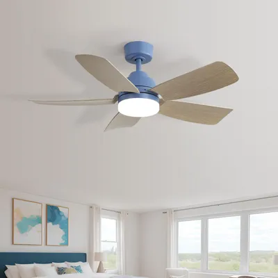 Produktbild von Sofucor Schlafzimmer Deckenventilatoren mit Beleuchtung und Fernbedienung, 107 cm, DC, 22W LED, Blau