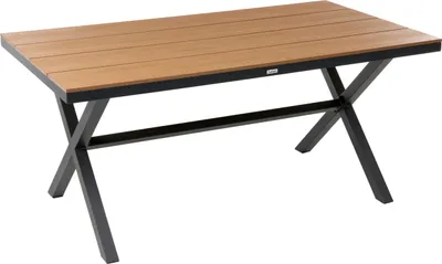 Produktbild von BELIANI Gartentisch Schwarz u. Braun aus Aluminium u. Kunstholz Rechteckig 160 x 90 cm 4-Sitzer Modern für Garten Terrasse Außenbereich Outdoor
