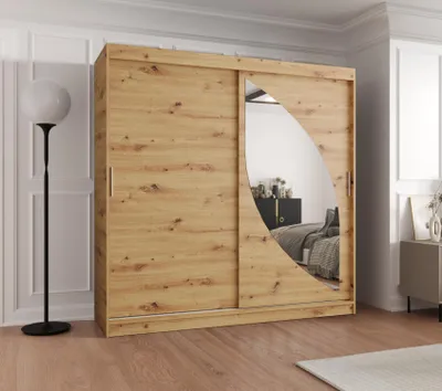 Obrázok produktu pre Šatníková skriňa 200 cm SUDENA s posuvnými dverami - dub artisan