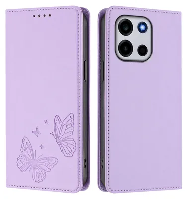 Image de Étui en cuir pour OnePlus Turbo 6, étui de protection type portefeuille en cuir gaufré « papillon » avec support, violet