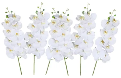 Künstliche Orchideen 6er-Set, 69 cm, weiß, Kunstblumen