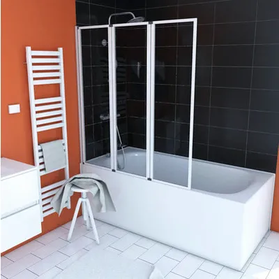 Obrázok produktu pre Vaňová zástena 3-dielna Aurlane Triple 125 x 143 cm číre sklo farba profilu biela FAC277