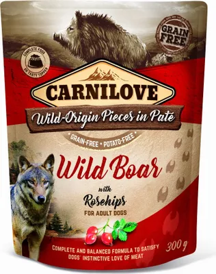 Zdjęcie produktu dla Carnilove Dog Wildboar & Rosehips - woreczek z dzikiem i owocami dzikiej róży 300g