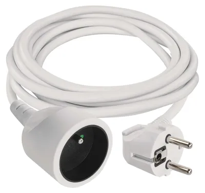 Prodlužovací kabel 2 m / 1 zásuvka / bílý / PVC / 1 mm2