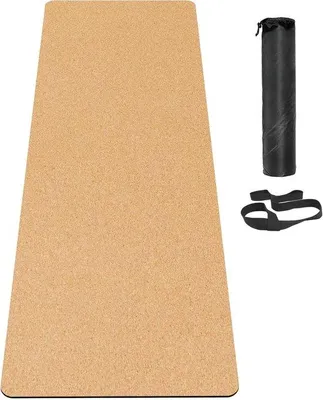 Obrázok produktu pre Skladateľná podložka na jógu – protišmyková, 5 mm, z korku a TPE – 182 x 61 cm