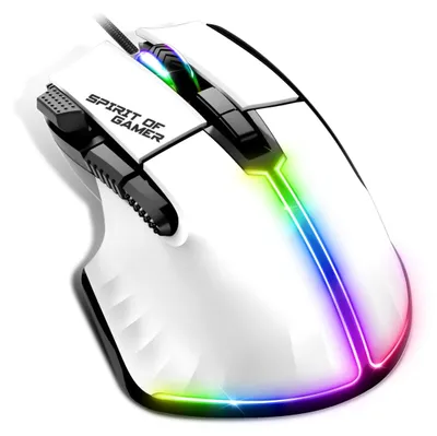 Productafbeelding van Bedrade Witte Gamingmuis 12800 DPI | RGB-Muis met 8 Programmeerbare Knoppen