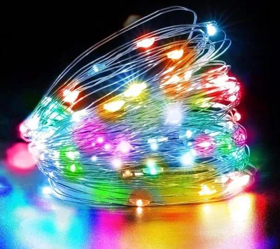 Produktbild von LED-Lichtgordijn 15 m 150 LED, batteriebetrieben, farbig, für Party, Hochzeit, Raumdekoration, Weihnachten