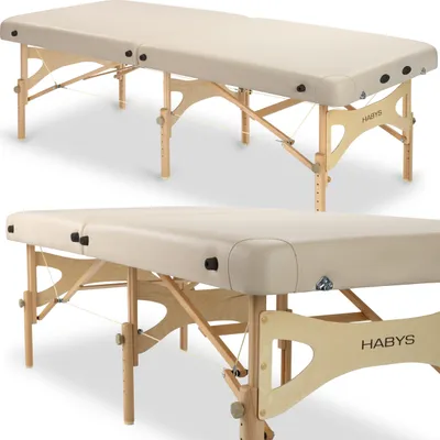 Produktbild von Habys Massageliege für Feldenkrais - Ilan Lev - Therapie | Klappbar Tragebares Höhenverstellbar | Massagetisch Massagebank | Holz Beige | 192 x 80 cm