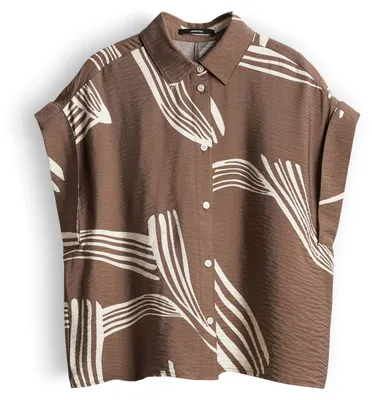 Produktbild von Bluse Zelyna mit All-Over-Print, Boxy Silhouette, Hemdblusenkragen und kurzen Ärmeln