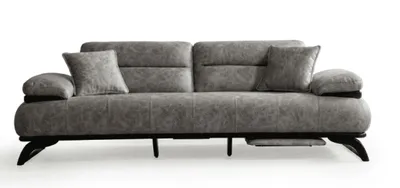 Zdjęcie produktu dla Sofa dwuosobowe, nowoczesne, szare, miękkie, wygodne, kompaktowe, z poduszkami, w nowoczesnym stylu
