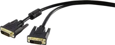 Produktbild von Renkforce DVI Anschlusskabel DVI-D 24+1pol. Stecker, DVI-D 24+1pol. Stecker 1.80 m Schwarz RF-4212195 mit Ferritkern, v