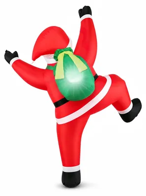Obrázek produktu pro COSTWAY, nafukovací vánoční dekorace, 180 cm vysoký Santa Claus, vánoční dekorace s LED světýlky, Santa Claus s pytlem