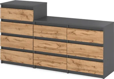 Zdjęcie produktu dla Komoda 10 Szuflad Nowoczesna Młodzieżowa Szafka Rtv Loft 160Cm Szary Wotan