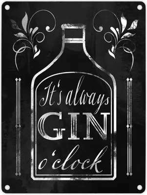Produktbild von It's always Gin o'clock Metallschild in 15x20 cm mit Spruch für die Bar in