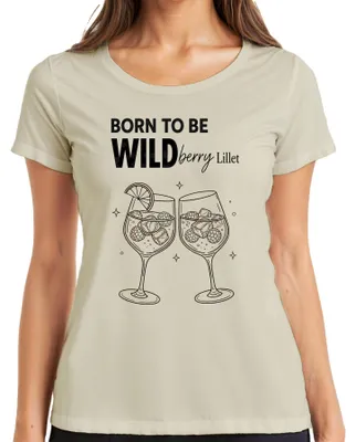 Immagine prodotto di Maglietta da donna con scritta "Born to be Wildberry Lillet Lustig Mädelsabend JGA", colore naturale, taglia L