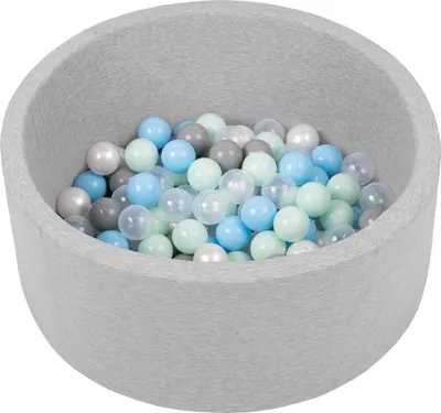 Produktbild von Selonis bällebad bällepool für baby kinder 70x30cm/150 bälle rund, hellgrau: perle/transparent/babyblau/mint