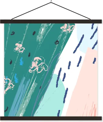 Produktbild von MuchoWow® Textilposter Sommer - Abstrakt - Blau 120x120 cm mit schwarzem Rahmen - Aufhängungsset