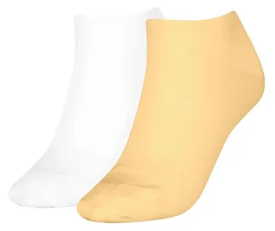 Image de Tommy Hilfiger - Chaussettes courtes pour femmes (lot de 2) NA1102 (39,5 EU - 42 EU) (blanc/jaune)