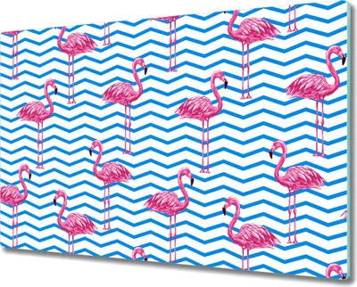 Produktbild von Herd-Abdeckplatte Glas Schneidebrett Glaskeramikfeld-Abdeckung - 80x52 cm - Flamingos Chevron