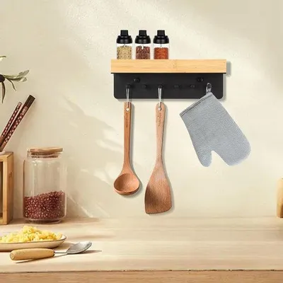 Productafbeelding van Famanu wandsleutelhanger met 6 haken - zwart