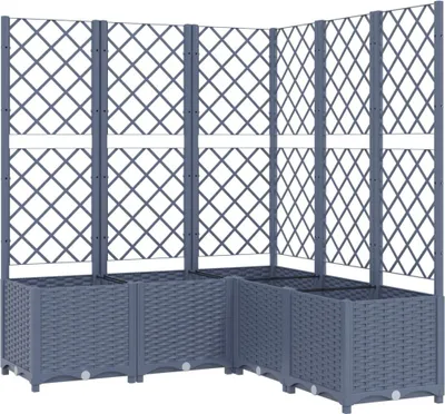 Produktbild von vidaXL Pflanzkübel mit Rankgitter Blaugrau 120x120x136 cm PP