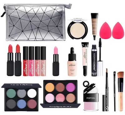 Produktbild von 20-teiliges Make-up-Set für Damen mit Kosmetiktasche, Lidschatten, Lipgloss, Geschenkset