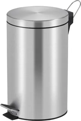 Produktbild von Runder Tretabfallsammler mit herausnehmbaren Kunststoff-Inneneimer | 12 Liter, HxBxT 40x29,5x25,5cm | Matt Silber
